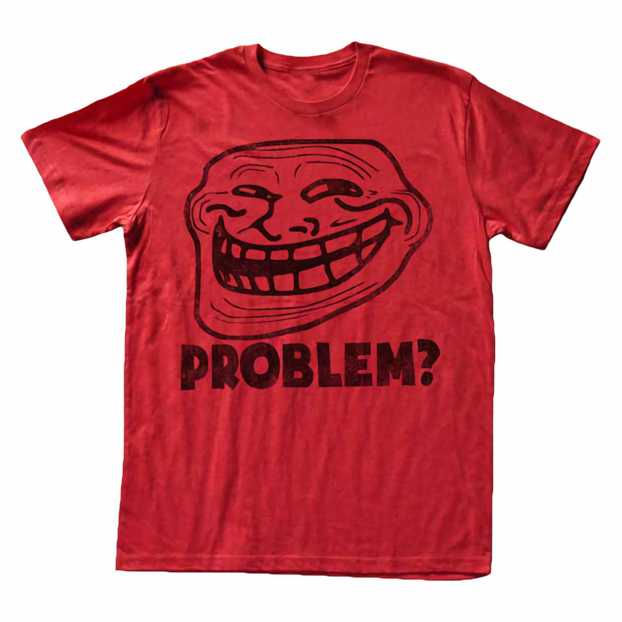 Troll Face You Mad Problem? Mens Lightweight Red T-Shirt