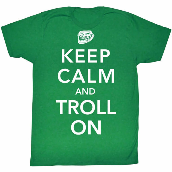 Troll Face Keep Calm and Troll On Mens Lightweight Kelly Green T-Shirt